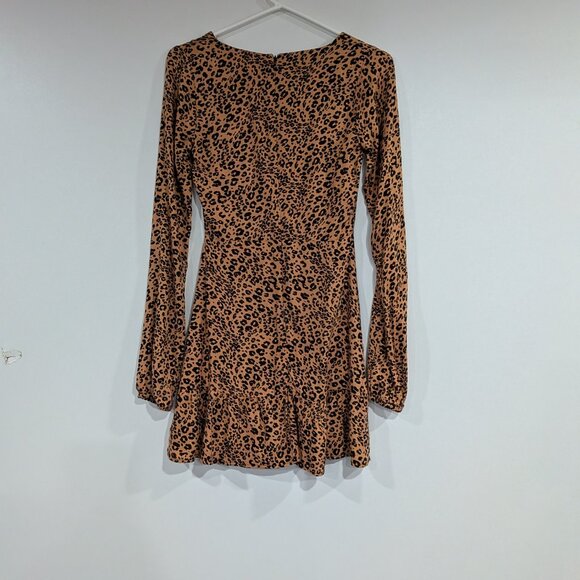 BNWT Love Fire Long Sleeve Leopard Print Dress Tan Black Size XS - Picture 5 of 7